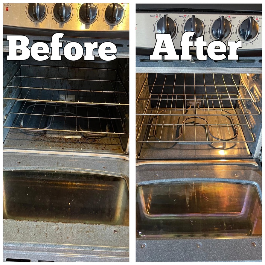 Before and After cleaning apartment turnover oven
