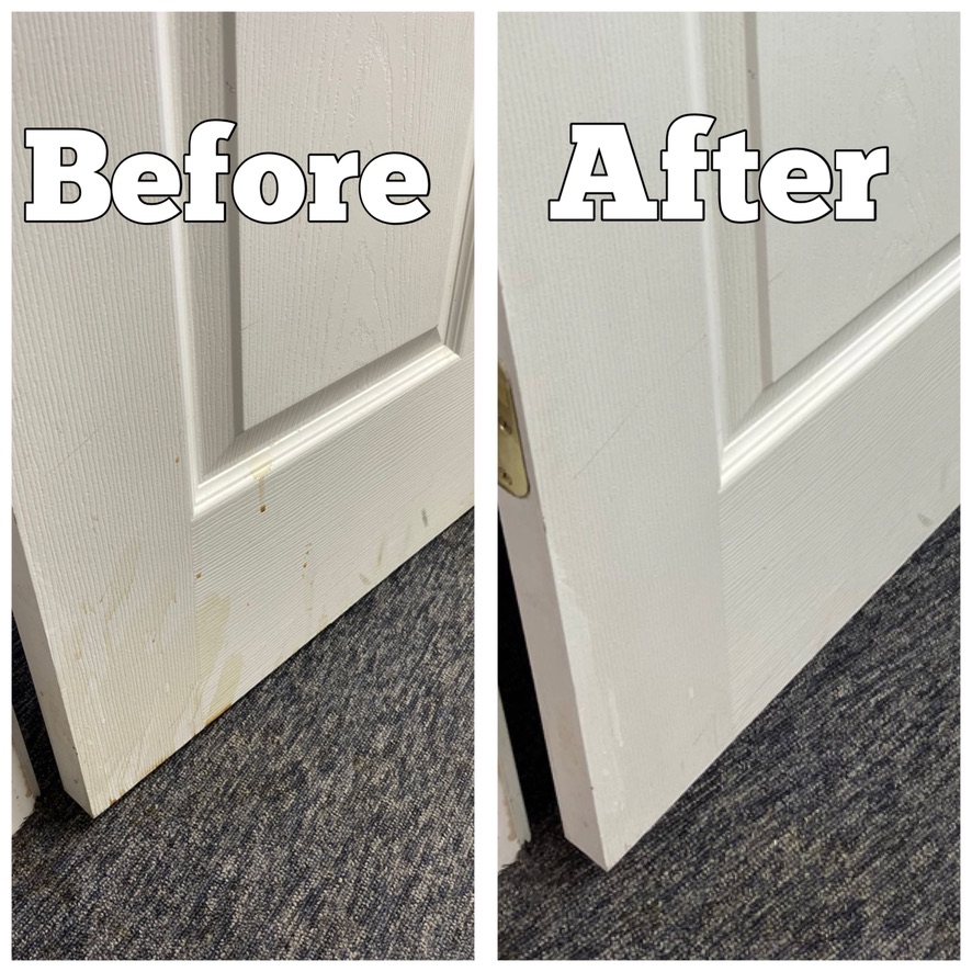 Before and After dust and dirt removal from office door