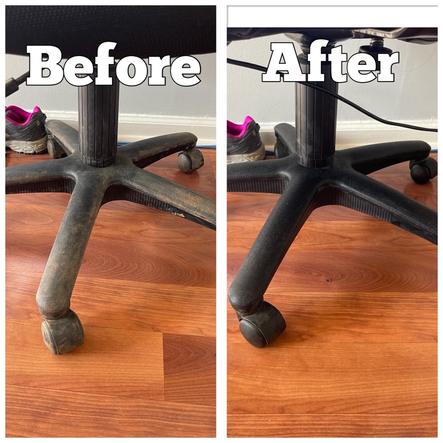 Before and After Office Chair Base Cleaning